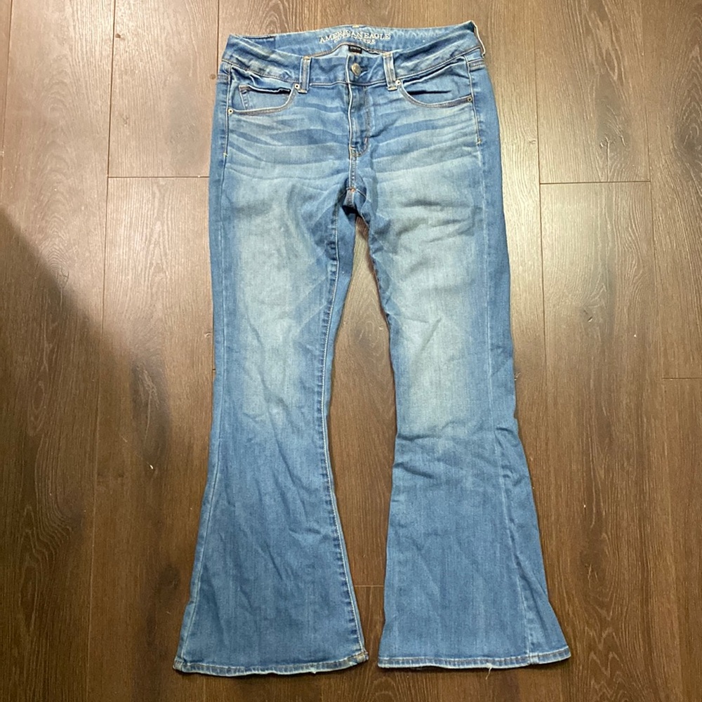American Eagle Jeans Boho Flare Stretch Womens Denim Jeans Size 10 Short Petite